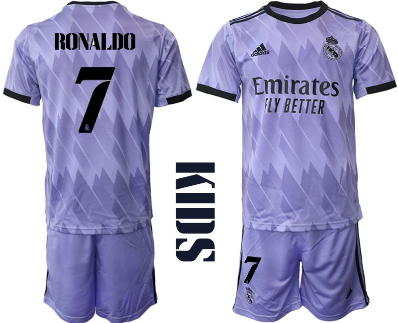 Cheap Youth 2022-2023 Club Real Madrid away purple 7 Soccer Jersey